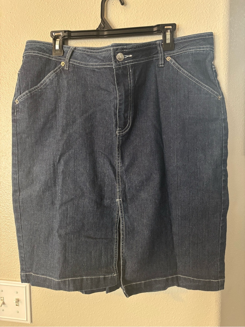 Vintage Y2K Quizz New York Denim Midi Skirt Size 18 Dark Wash- Stitch Pleated